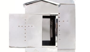 Κηροθήκη "σπιτάκι" inox με συρόμενο πορτάκι