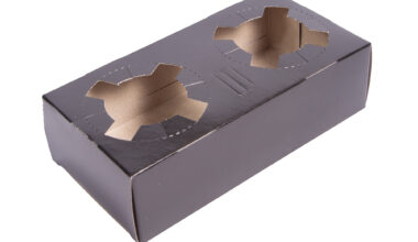 Χάρτινη μαύρη θήκη μεταφοράς καφέ 2 θέσεων 25 τεμ.