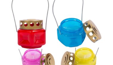 Φαναράκι με κερί, εξάγωνο πλαστικό, με μεταλλικό καπάκι και λαβή 1 τεμ.