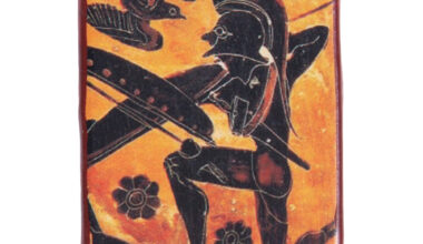 Κεραμεικό εικόνισμα με μαγνήτη Αρχαίος Έλληνας πολεμιστής με πανοπλία 3,8x4,8εκ. 1 τεμ.