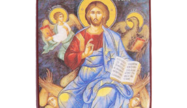 Κεραμεικό εικόνισμα με μαγνήτη Ιησούς Χριστός ο Παντοκράτωρ 3,8x4,8εκ. 1 τεμ.