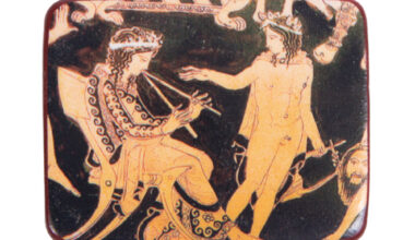 Κεραμεικό εικόνισμα με μαγνήτη Ο αυλός της Δάφνης 3,8x4,8εκ. 1 τεμ.