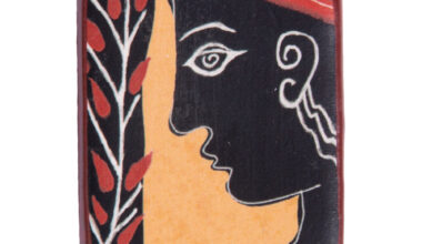 Κεραμεικό εικόνισμα με μαγνήτη Ο Στοχασμός του Αρχαίου Έλληνα Πολεμιστή 3,8x4,8εκ. 1 τεμ.