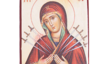 Κεραμεικό εικόνισμα με μαγνήτη Παναγία Επτάσπαθη 3,8x4,8εκ. 1 τεμ.