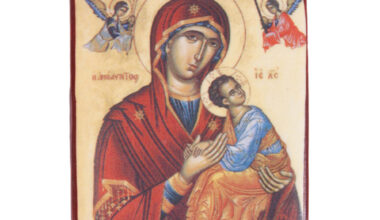 Κεραμεικό εικόνισμα με μαγνήτη Παναγία η Αμόλυντος 3,8x4,8εκ. 1 τεμ.