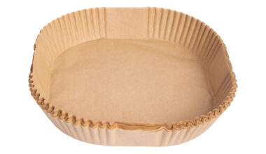 Αντικολλητικές φόρμες για φριτέζα αέρος (air fryer pad paper) τετράγωνες από λαδόχαρτο Homestyle 20x20x4,5 εκ. 50 τεμ. (7770)