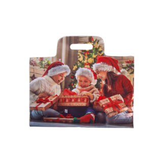 Τσάντα πλαστική χριστουγεννιάτικη "Merry Christmas and a happy new year" 38x26x12 εκ.